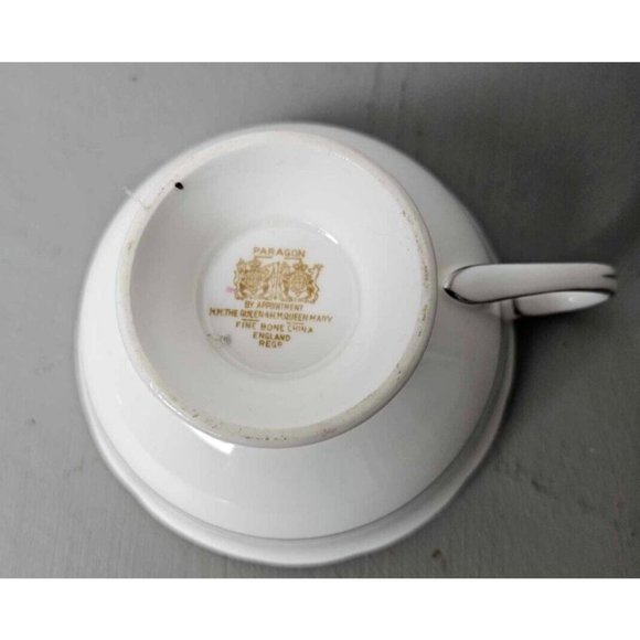 Rare Paragon Aqua Blue/Green Tea Cup and Saucer, Pink Roses, 1930s - Picture 7 of 9